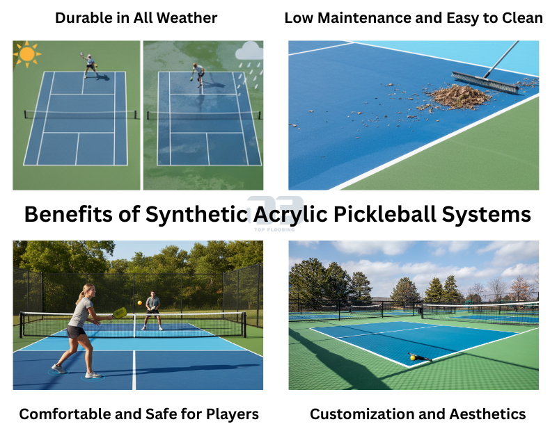 Acrylic pickleball court surface by Top Flooring