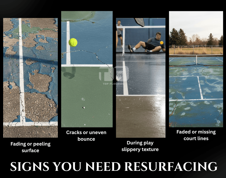 Old sports flooring needing resurfacing