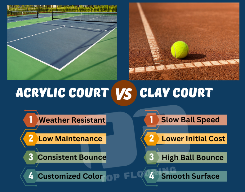 acrylic vs. clay court benefits