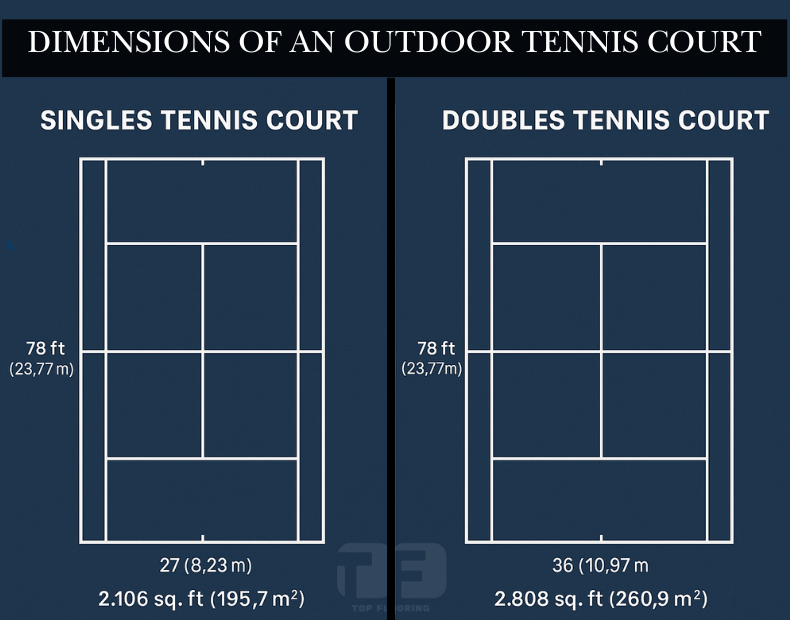single & double tennis court