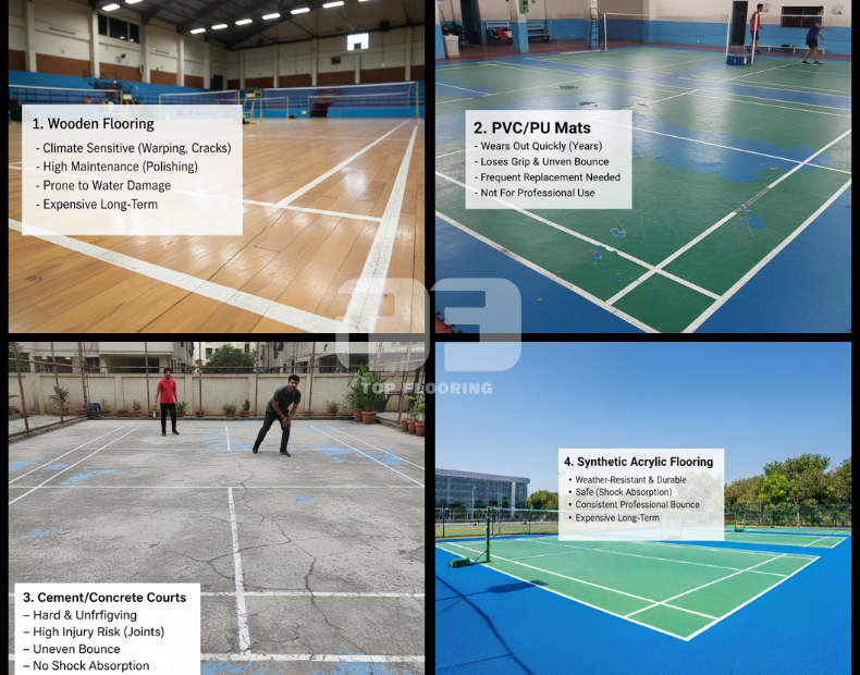 types of badminton court