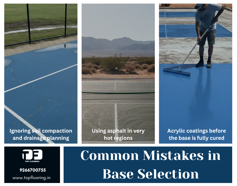 Common mistakes in pickleball court base selection