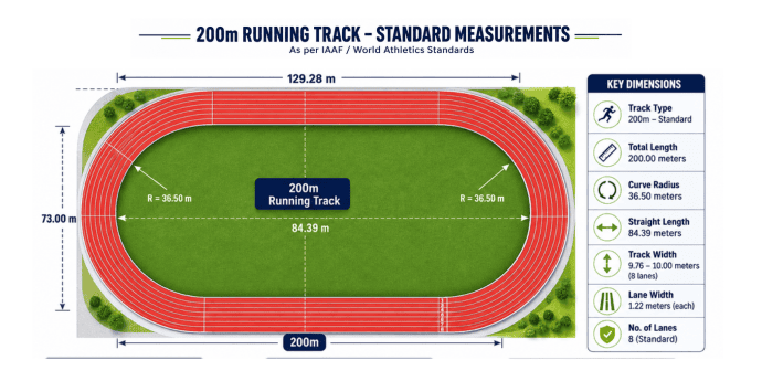 200m Running track measurements 200m Running track measurements