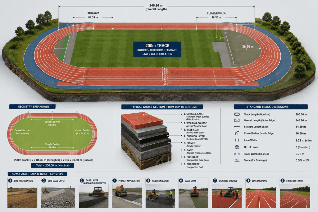 200m Running track measurements